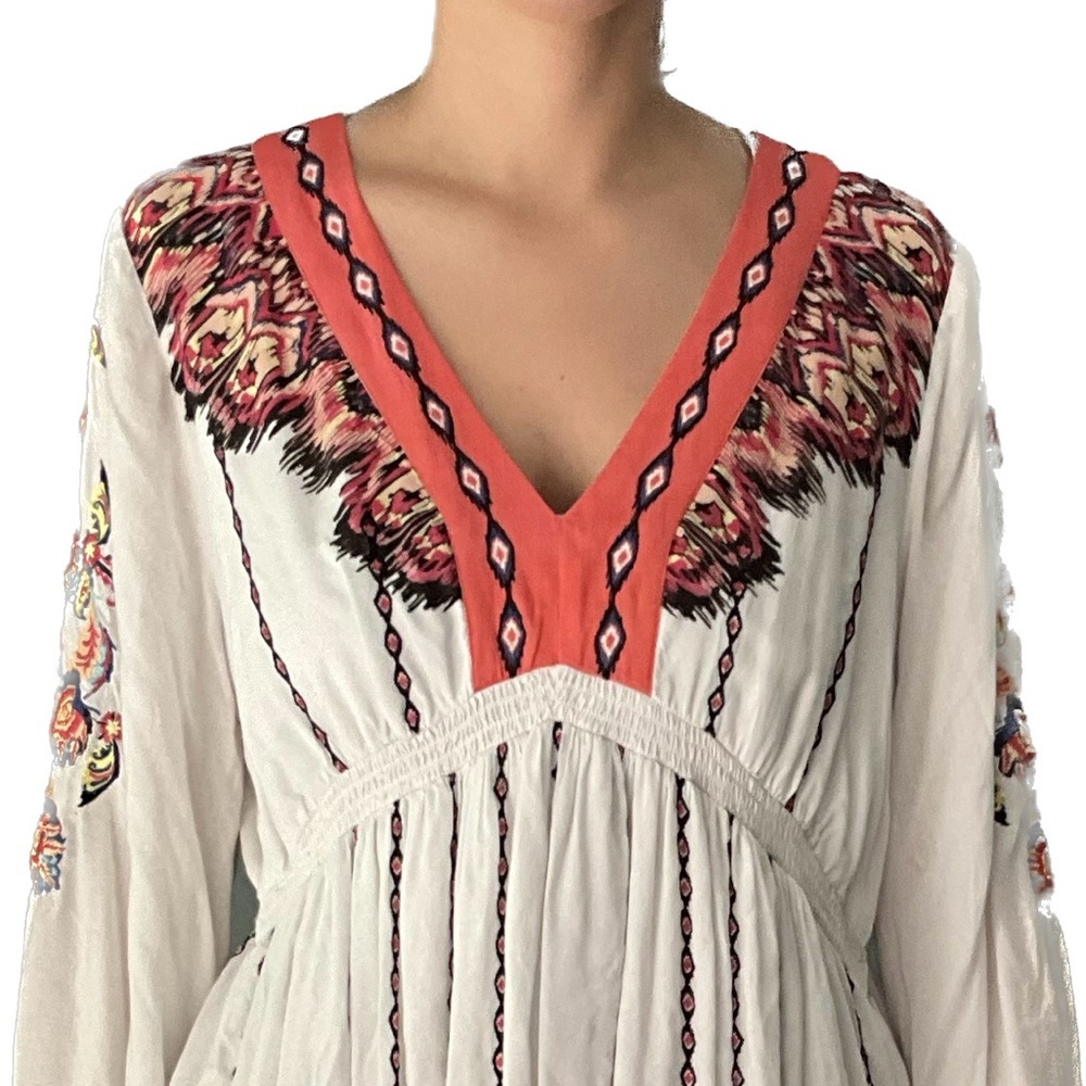 Sundance Festival wear Embroidered Midi Dress XL cotton spring summer